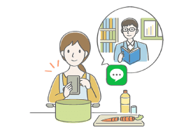 保護者がアプリから講師へ連絡する様子